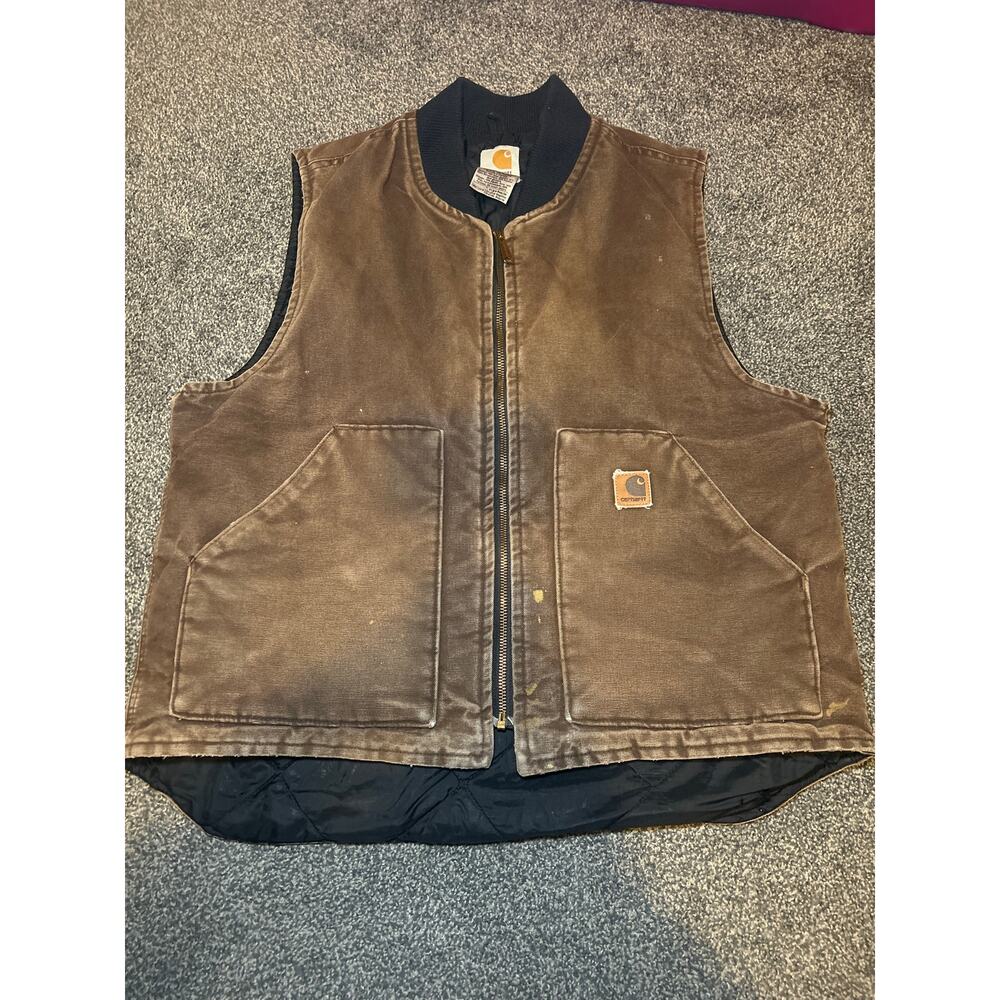 Vintage 2004  Carhartt Quilted Artic Vest “Dark Brown” V02 DKB Men’s L made USA